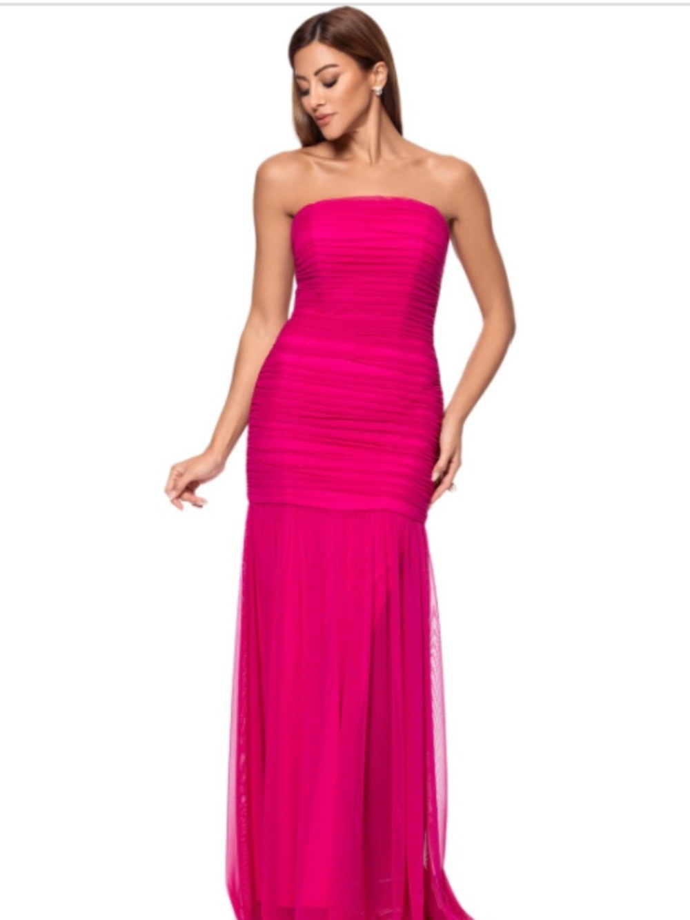 Xscape Women's Ruched Strapless Gown - Rasberry